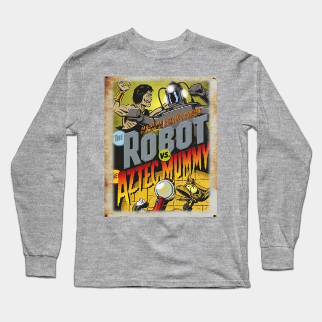 Mystery Science Rusty Barn Sign 3000 - The Robot vs Aztec Mummy Long Sleeve T-Shirt by Starbase79